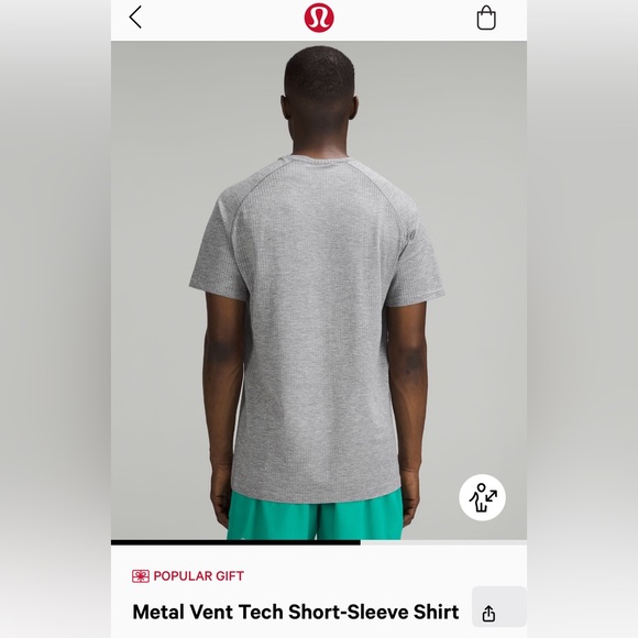 Lululemon Men’s Metal Vent Tech Short Sleeve Shirt M (Slate/White) Worn - Picture 4 of 4